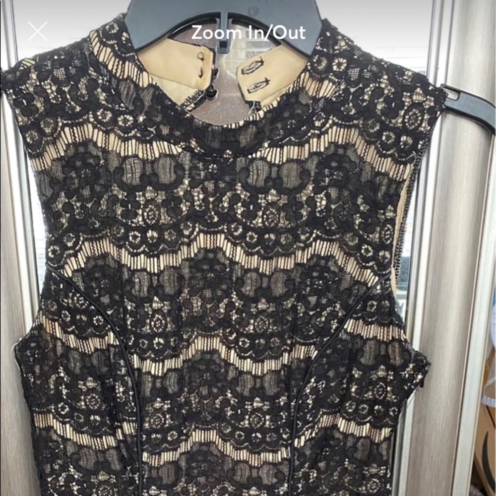 Black and Nude Lace High Neck Dress